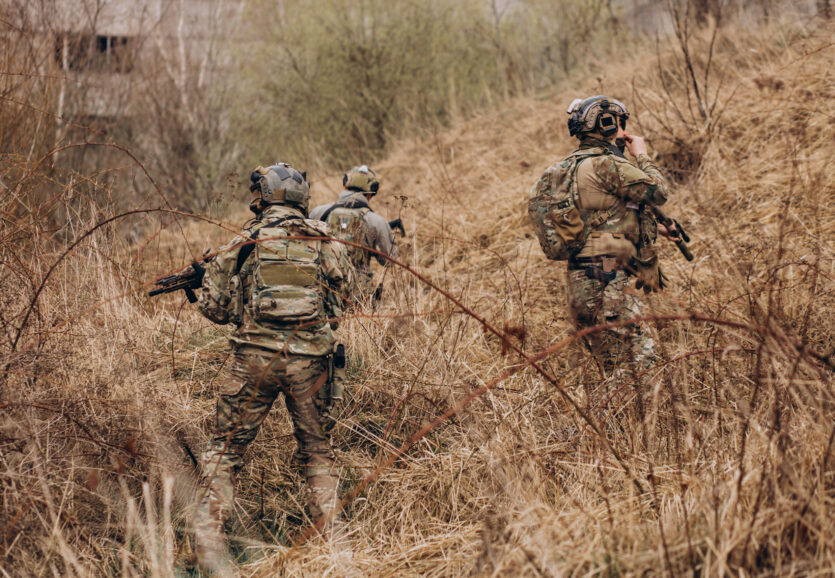 Army soldiers fighting with guns and defending their country